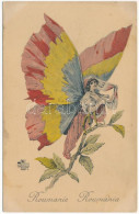 * T2/T3 Roumanie / Roumania / Romania. Art Nouveau Butterfly Lady, Colors Of The Romanian Flag. Edition "Aux Alliés" Par - Ohne Zuordnung