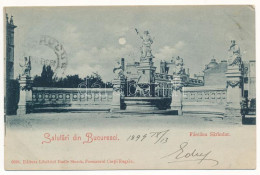 * T3/T4 1899 (Vorläufer) Bucharest, Bukarest, Bucuresti, Bucuresci; Fantana Sarinder / Fountain At Night (now Demolished - Zonder Classificatie
