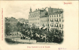 T2/T3 1901 Bucharest, Bukarest, Bucuresti, Bucuresci; Piata Teatrului In Di De Parada / Square, Parade (EK) - Zonder Classificatie