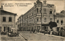 * T2/T3 Sambir, Szambir, Sambor; Konarskigasse / Ul. Konarskiego / Street View, Market, Shop Of Zaciarski (EK) - Sin Clasificación