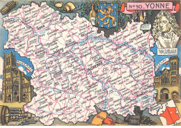 89 - SAN62355 - YONNE - Carte Géographique Du Département - CPSM 10x15 Cm - Otros & Sin Clasificación