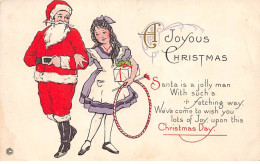 Noël - N°87517 - A Joyous Christmas - Jeune Fille Au Bras D'un Père Noël - Carte Gaufrée - Autres & Non Classés