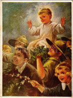 ** T3 A Gyermekek Királya. Cserkész Művészlap / Hungarian Boy Scout Art Postcard S: Márton L. (kopott élek / Worn Corner - Sin Clasificación