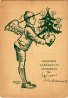 * T3 Kellemes Karácsonyi Ünnepeket! Cserkész Karácsonyi üdvözlet / Hungarian Scout Christmas Greeting S: Márton L. (fa) - Non Classificati