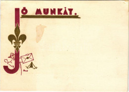 * T3 Jó Munkát! Cserkész üdvözlőlap / Hungarian Scout Greeting Art Postcard S: Bozó (Rb) - Unclassified