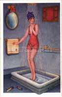 ** T2 Cabinet De Toilette. Fantaisies Trichromes. Paris, A. Noyer Serie No. 148. / French Gently Erotic Lady Art Postcar - Sin Clasificación