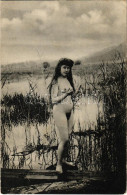 ** T3 Meztelen Erotikus Hölgy A Nádasban / Erotic Nude Lady In Reeds. Künstler Akt-Studie (non PC) (fl) - Ohne Zuordnung