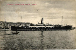 T2 1909 A Slavonia Kivándorló Hajó A Kikötőben / Slavonia Vapore Della Societa Cunard / Cunard Line SS Slavonia Emigrati - Non Classés