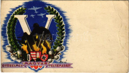 ** T3 Győzelmes Magyar Feltámadást! / WWII Hungarian Irredenta Propaganda With Swastika, Mini Greeting Card (12 Cm X 7 C - Non Classés