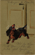 T2/T3 1902 Tacskó Kutya - Dombornyomott / Dachshund Dog - Embossed Litho (EK) - Zonder Classificatie