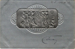 T2/T3 1904 Ezüst Dombornyomott Szecessziós Művészlap / Art Nouveau Embossed Silver Art Postcard (szakadás / Tear) - Zonder Classificatie