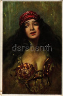 ** T2/T3 Tanulmányfej. Cigánylány / Studienkopf / Head Study. Hungarian Gypsy Lady Art Postcard. Magyar Rotophot Társasá - Non Classés