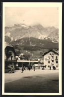 Cartolina Cortina, Ortspartie Mit Einer Esso-Tankstelle Und Einem VW Käfer  - Altri & Non Classificati