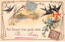 Fantaisies - N°88407 - Petit Souvenir D'une Grande Amitié - Hirondelles - Carte Gaufrée - Other & Unclassified