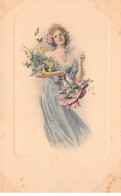 Illustrateur - N°89744 - M.M. Vienne N°276 - Jeune Femme Portant Un Bouquet Et Des Fleurs Dans Son Chapeau - Vienne