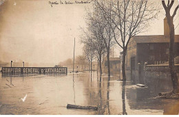 92 - N°90594 - COURBEVOIE - Comptoir Général D'Anthracite Un Jour D'inondations - Quai De Seine - Carte Photo - Courbevoie