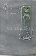 T2 1904 Ezüst Dombornyomott Szecessziós Művészlap / Art Nouveau Embossed Silver Art Postcard - Unclassified