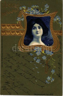 T2 1902 Vergissmeinnicht / Dombornyomott Szecessziós Művészlap / Art Nouveau Embossed Litho Art Postcard. Heinr. & Aug.  - Ohne Zuordnung