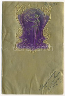 T3/T4 1904 Arany Dombornyomott Szecessziós Művészlap / Art Nouveau Embossed Golden Art Postcard (ázott / Wet Damage) - Sin Clasificación