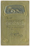 T3 1904 Arany Dombornyomott Szecessziós Művészlap / Art Nouveau Embossed Golden Art Postcard (fa) - Sin Clasificación