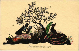 ** T2 Premier Amour / Romantic Silhouette Art Postcard With Couple, First Love. Primus W.L.B. No. 2103. - Non Classés