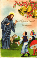 ** T2/T3 Kellemes Húsvéti ünnepeket / Easter Greeting Art Postcard With Jesus, Hungarian Folklore (EB) - Sin Clasificación
