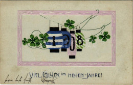 T2/T3 1907 Viel Glück Im Neuen Jahre / New Year Greeting Art Postcard With Clovers. Emb. Litho (fl) - Ohne Zuordnung
