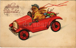 T2/T3 1935 Húsvéti üdvözlet, Autóban Száguldozó Kiscsibe / Easter Greeting, Chick In Automobile. L & P 2507. (EK) - Non Classificati