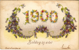 * T2/T3 1900 Boldog Újévet / New Year Greeting Art Postcard. Floral, Litho (fl) - Ohne Zuordnung