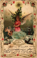 * T3 Fröhliche Weihnachten / Boldog Karácsonyi ünnepeket! Dombornyomott / Christmas Greeting. Embossed Litho (EK) - Non Classés
