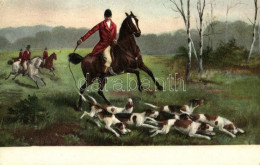 T2 1906 Hunters On Horses With Hunting Dogs - Unclassified
