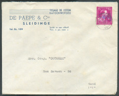 LEOPOLD II 1Fr.50 Col Ouvert -10% Perforé Obl. Sc SLEIDINGE Sur Lettre Du 30-VIII-46 Vers Gand. - 22150 - 1946 -10%