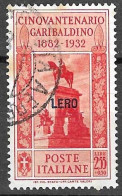 EGEO - LERO  - 1932 - GARIBALDI L. 2,55+0,50 - USATO (YVERT 25 - MICHEL 96- SS 25) - Ägäis (Lero)