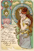 Jugendstil Frau Schreibt Brief Mit Glitzer I-II Art Nouveau - Autres & Non Classés