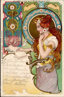Jugendstil Mit Blütenduft Frau Schreibt Brief I-II Art Nouveau - Otros & Sin Clasificación