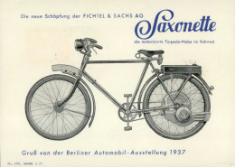 Werbung Fichtel U. Sachs Saxonette Berliner Automobil-Ausstellung 1937 S-o I-II Expo Publicite - Publicité