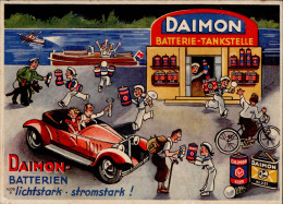 Werbung Daimon Batterien I-II (kl. Eckbug, Fleckig) Publicite - Publicidad