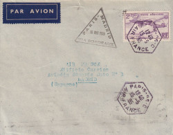 LETTRE. 15 5 35. PA N° 7 SEUL. PARIS AIR FRANCE. PAR AVION. PARIS-MADRID-BORDEAUX - Storia Postale