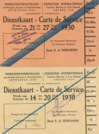 Antwerpen Anvers Kolonialausstellung 1930 2 X Dienstkaart - Ausstellungen