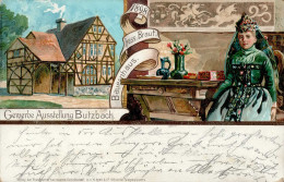 BUTZBACH - Festpostkarte GEWERBE-AUSSTELLUNG 1898 Sign. Künstler-Litho I-II - Exposiciones