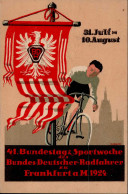 FRANKFURT/Main - 41. DEUTSCHER RADFAHRER-BUNDESTAG 1924 Festpostkarte Nr. 6 I-II - Ausstellungen
