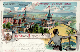 GROSS-UMSTADT - Jubiläums-Provinzial-GEWERBE-AUSSTELLUNG 1899 Künstlerlitho Sign. R.Joost I - Exhibitions