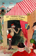 JAHRMARKT-LITHO - FLOH THEATER - Der Schwarze Student DRESSIERTE FLÖHE (Floh-Zirkus) O Erfurt 1908 I - Ausstellungen