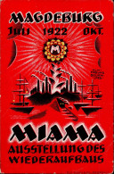 MAGDEBURG - MIAMA AUSSTELLUNG Des WIEDERAUFBAUS 1922 Dekorative Ausstellungskünstlerkarte Sign. Alw. FREUND BELIANI I-II - Tentoonstellingen