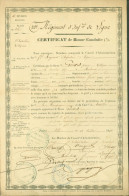 52e Régiment D'infanterie De Ligne Certificat Bonne Conduite Signature Maréchal Magnan Maréchal Camp Voltigeur - 1801-1848: Voorlopers XIX