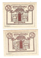 **Austria Notgeld  Schwodiau 30+50 Heller  S 985.3b  Cat Val 8 Euro - Austria