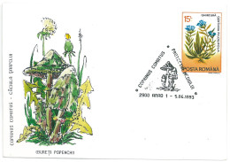 COV 997 - 3156 MUSHROOMS, Romania - Cover - Used - 1993 - Briefe U. Dokumente