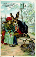 Ostern Hasen Personifiziert Prägekarte I-II Paques - Pasqua