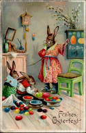 Ostern Hasen Personifiziert Prägekarte I-II (Marke Entfernt) Paques - Easter