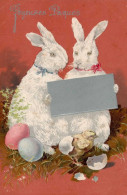 Ostern Osterhasen Prägekarte I-II Paques - Pascua